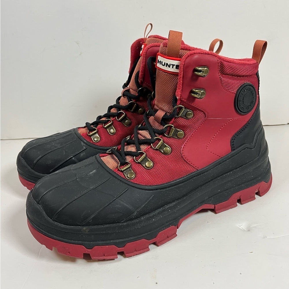 Hunter Red Black Waterproof Duck Boot Women's Size 9